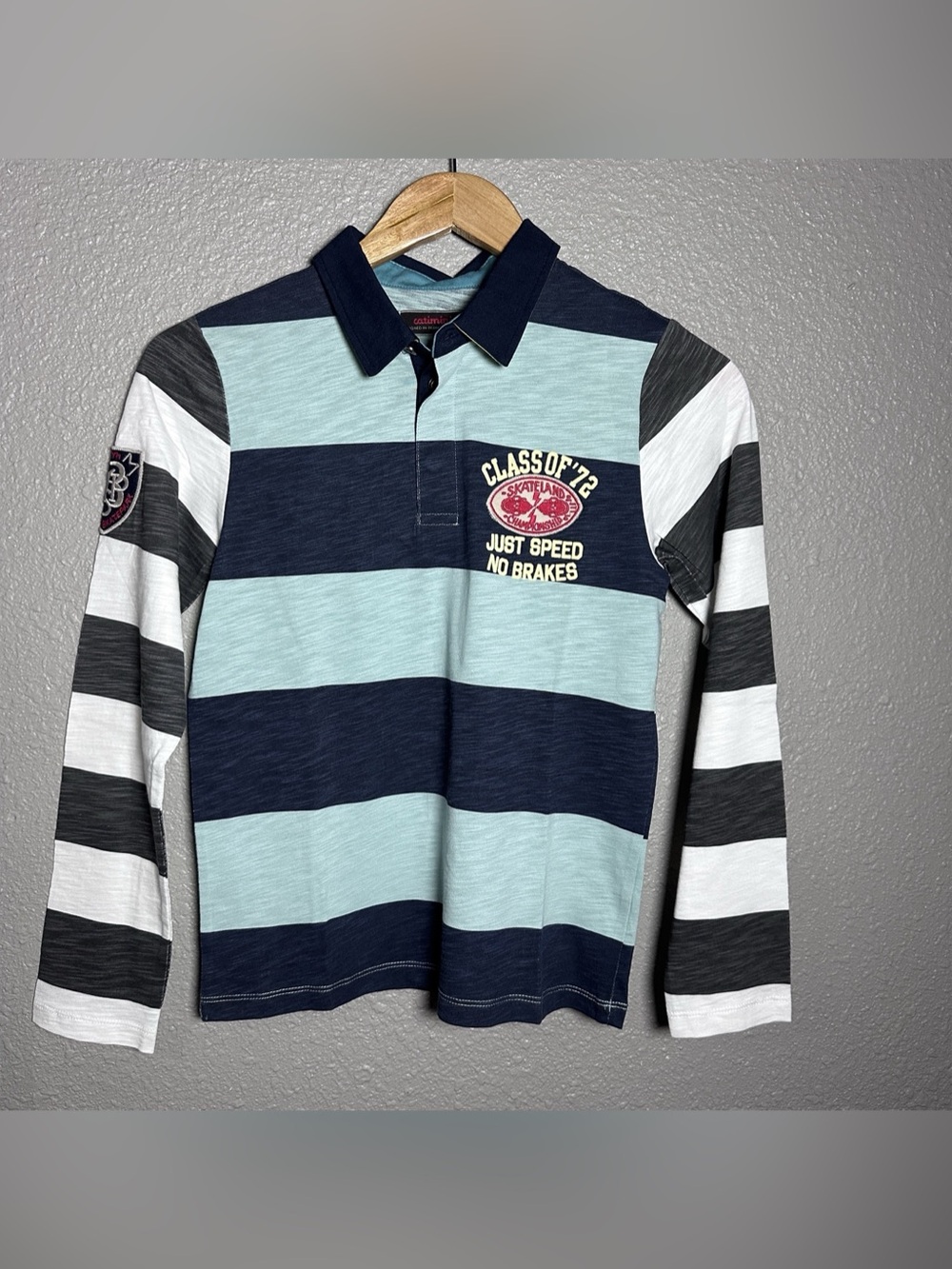 Catimini Boys Striped Polo Blue Size 12